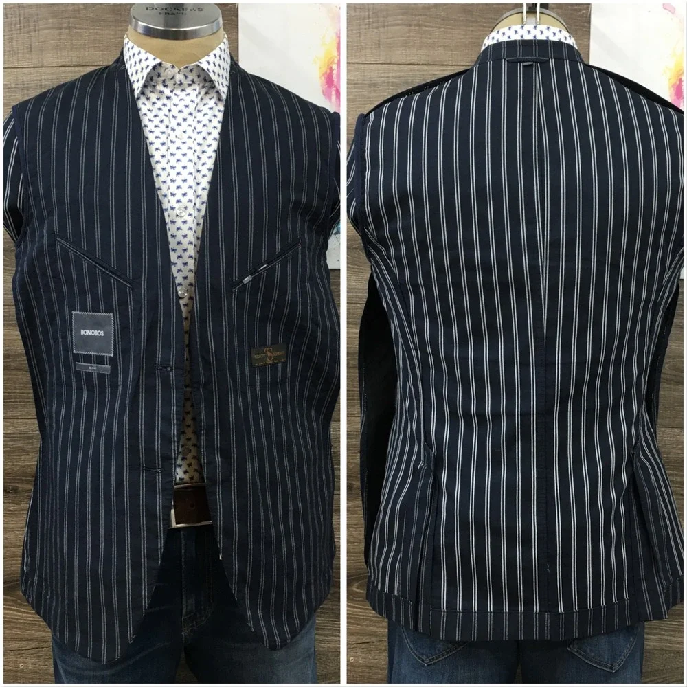 BONOBOS Mens Linen Cotton Blazer Sport Coat Casual Jacket Size 40R Slim Suit